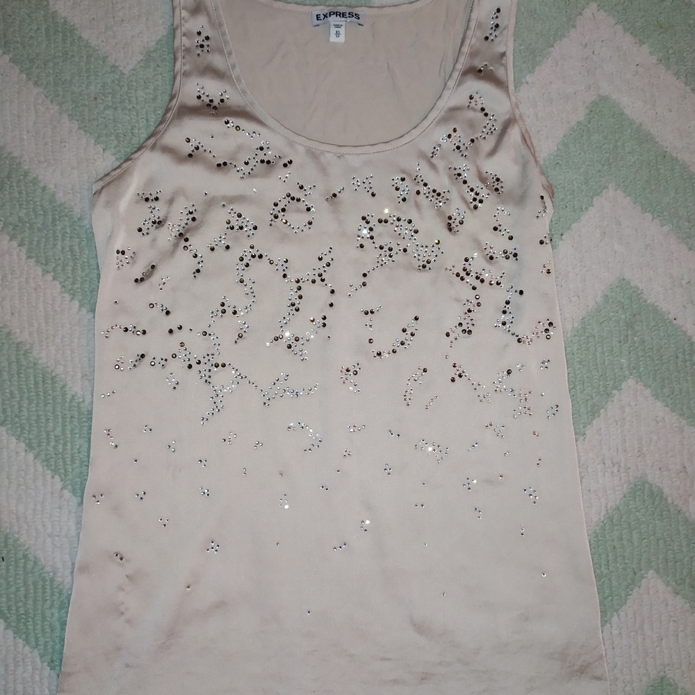 Cream w rhinestone Express tank!